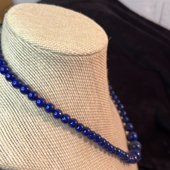 🛑 SOLD🛑 18” Solid Beaded Lapis Lazuli Sterling Silver Clasp Necklace 190carats - Picture 7 of 11